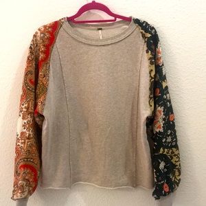 Free people sweater dolman patterned  sleeves